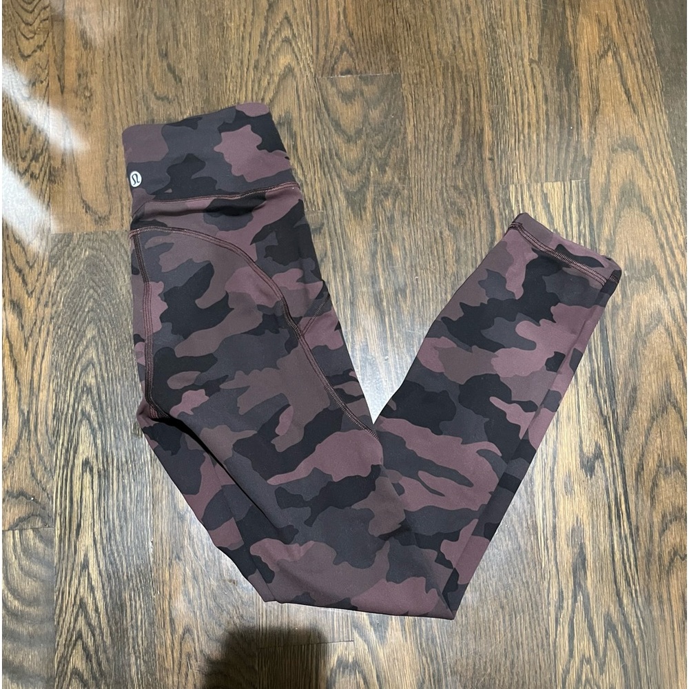 Lululemon Fast and Free High Rise Legging in Brown Camo